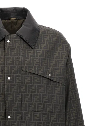 Fendi Blouson In Jacquard Ff In Gray