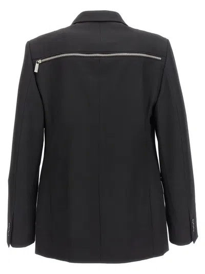 Off-white Virgin Wool Double-breasted Blazer In Black