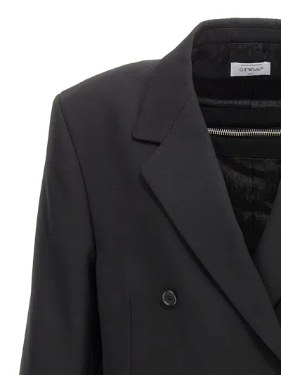 Off-white Virgin Wool Double-breasted Blazer In Black