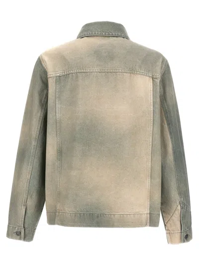 Objects Iv Life Denim Jacket Chest Pockets Long Sleeves Collar In Gray
