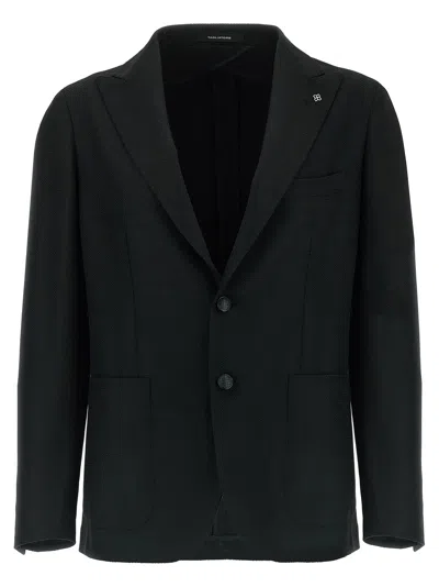 Tagliatore Square Pattern Blazer With Front Pockets In Black
