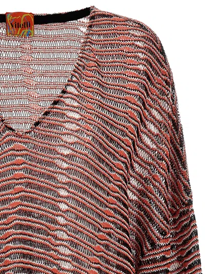 Vitelli Multicolor Wave Jacquard Sweater In Pink