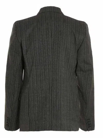 Vtmnts Virgin Wool Double-breasted Pinstriped Blazer In Black