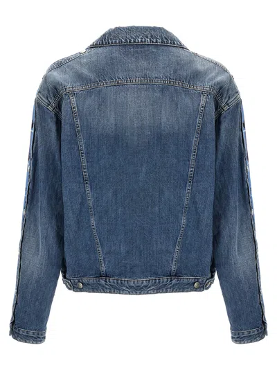 Dsquared2 Distressed Denim Jacket Paint Splatters In Blue