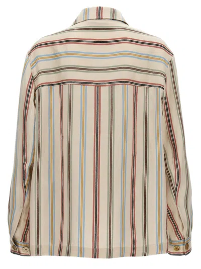 Etro Overshirt With Striped Pattern And Chest Pockets In Neutral