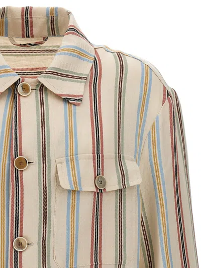 Etro Overshirt With Striped Pattern And Chest Pockets In Neutral