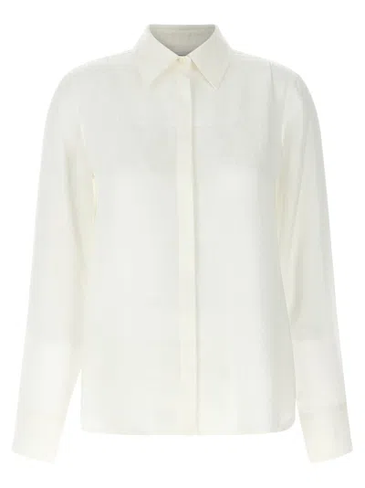Ferragamo Blouse Logo Print Long Sleeves In White