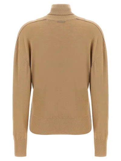 Burberry High Neck Wool Sweater With Equestrian Knight Motif In Brown