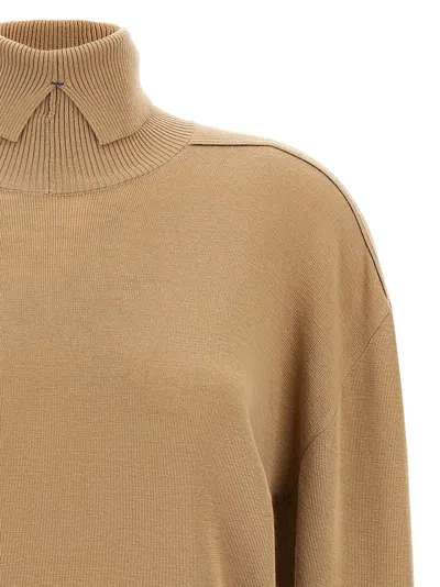 Burberry High Neck Wool Sweater With Equestrian Knight Motif In Brown