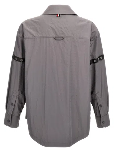 Thom Browne Button-fastening Long-sleeve Shirt In Gray