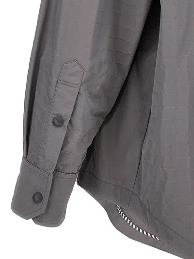 Thom Browne Button-fastening Long-sleeve Shirt In Gray