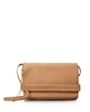 ALLSAINTS Club Matte Medium Leather Clutch,2522948LIGHTCARAMEL