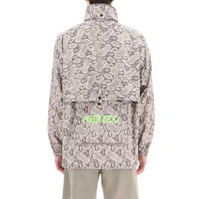 Kenzo Beige Polyester Shell Men's Jacket In Gray
