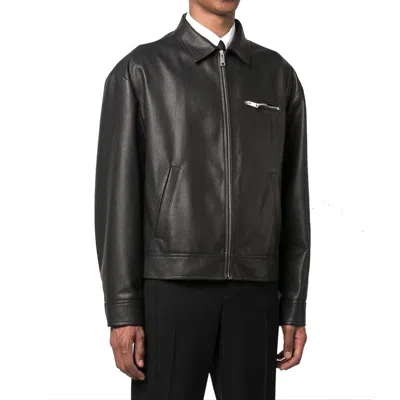 Prada Lamb Leather Jacket In Black