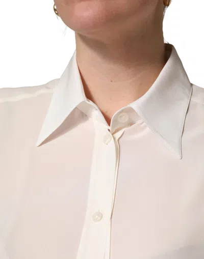 Dolce & Gabbana Silk Collared Blouse In White