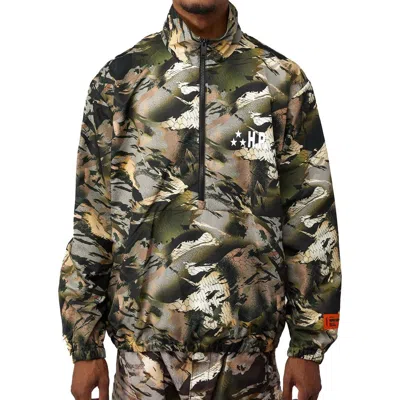Heron Preston Camouflage Windbreaker With Stand Collar In Multi