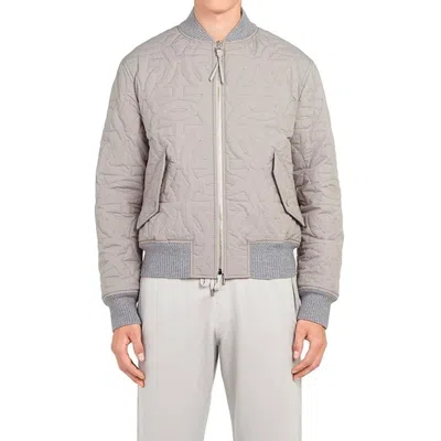 Ferragamo Rhinoceros Quilted Gancini Blouson Jacket In Grey In Gray