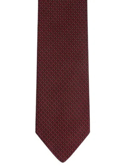 Fursac Geometric-pattern Silk Tie In Brown