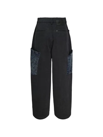 Ordinary Couture Code Patchwork Frayed-edge Jeans In 黑色
