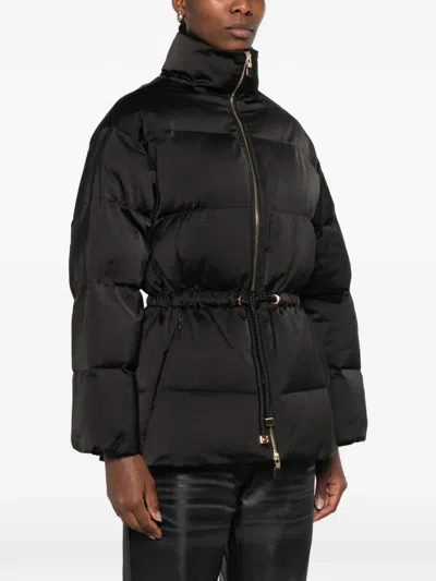Elisabetta Franchi Drawstring Puffer Jacket In Black