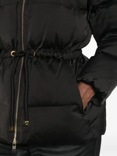 Elisabetta Franchi Drawstring Puffer Jacket In Black