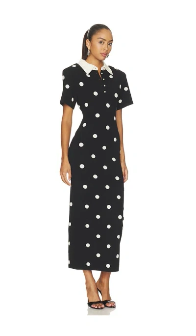Dodiee Devon Polka Dot Midi Dress In Black