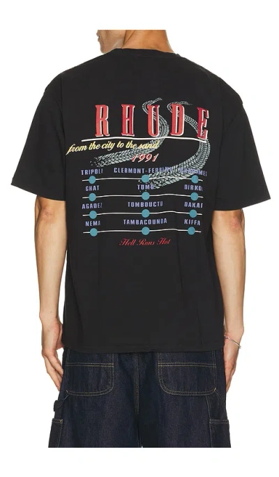 Rhude Desert Decides Graphic Tee In Vintage Black  Red  & Multi