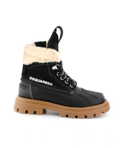 Dsquared2 Round-toe Short Boots In Black