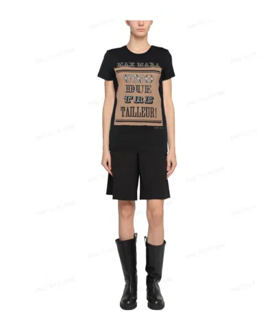 Max Mara Solidcolor Printed Tshirt In Black