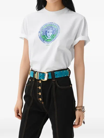 Versace Printed Cotton-jersey T-shirt In White