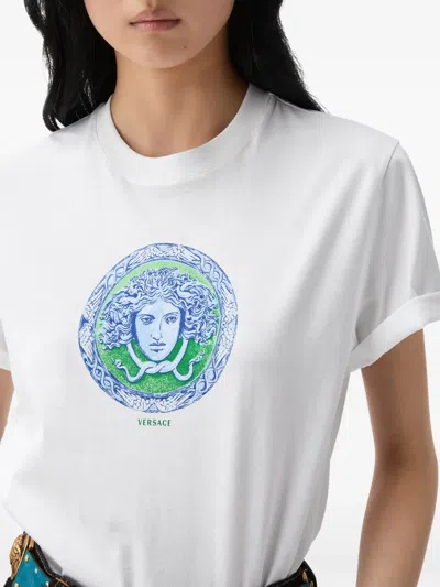 Versace Printed Cotton-jersey T-shirt In White