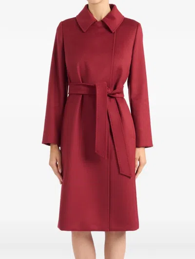 Max Mara Double-breasted Wool Coat In Burgundy