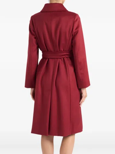 Max Mara Double-breasted Wool Coat In Burgundy