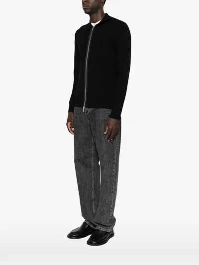 Samsoe & Samsoe Samsoe Samsoe Zip-front Knit Cardigan With Chest Pocket In Black