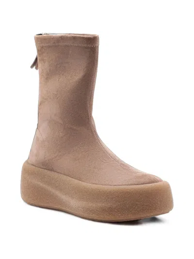 Vic Matie Stretch Suede Platform Ankle Boots In Multi