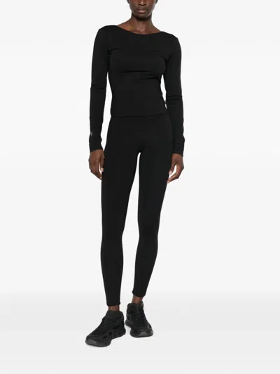 Macron Logo-patch Performance Leggings In Black