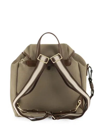 Weekend Max Mara Plain-weave And Leather Backpack In Neutral