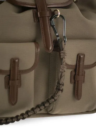 Weekend Max Mara Plain-weave And Leather Backpack In Neutral