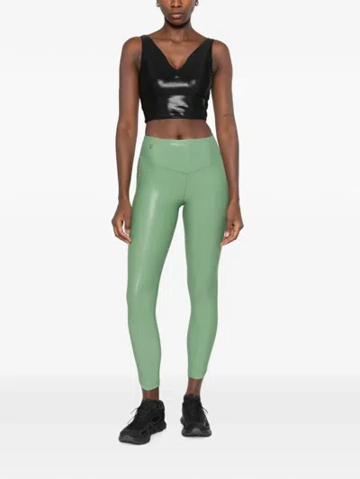 Macron Metallic-effect Performance Leggings In Green