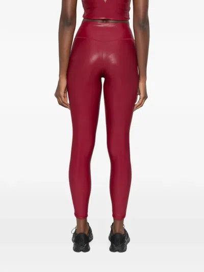 Macron Metallic-effect Logo-patch Performance Leggings In Red
