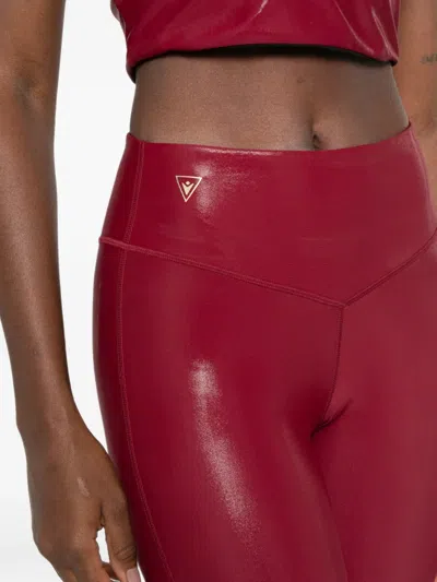 Macron Metallic-effect Logo-patch Performance Leggings In Red
