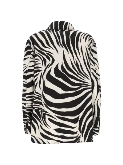 Max Mara Zebra-print Button-up Jacket In Black