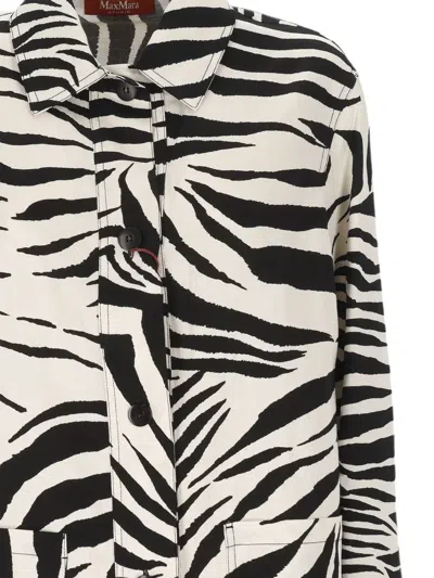 Max Mara Zebra-print Button-up Jacket In Black