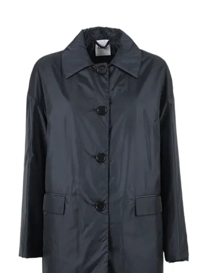 Aspesi Long Coat With Classic Collar In Blue