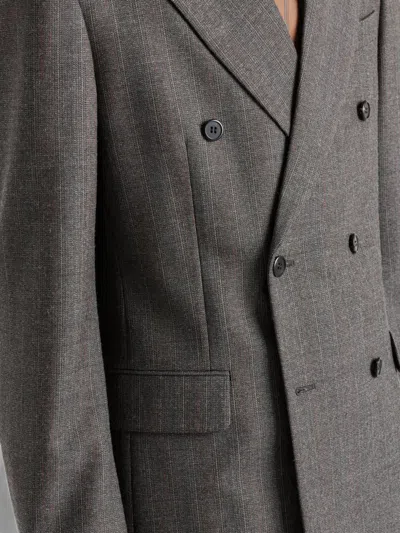 Prada Double-breasted Wool Suit In Gray