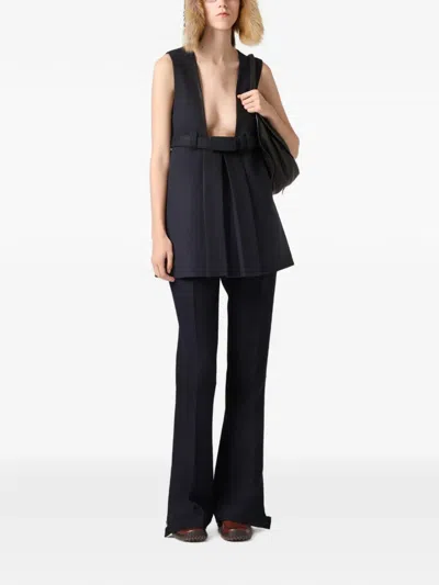 Miu Miu Double Wool Pants In 블루
