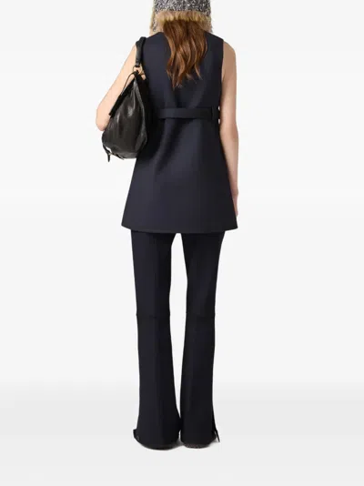 Miu Miu Double Wool Pants In 블루