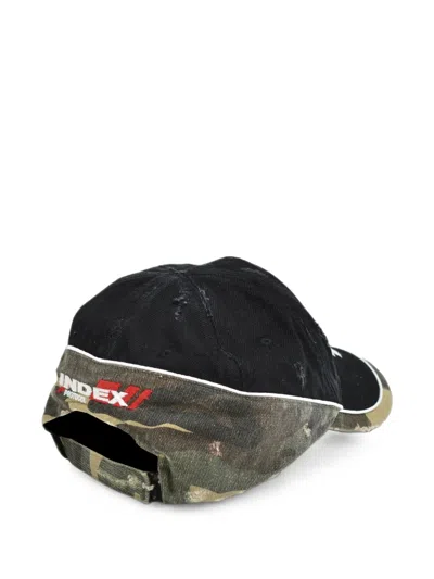 Protocol Index Distressed-effect Camouflage-panel Cap In Black
