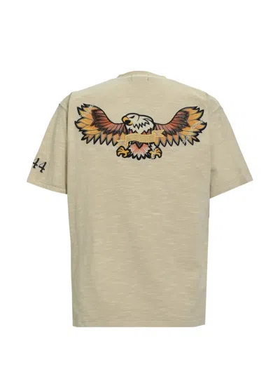 Breath Eagle-patch V-neck T-shirt In 뉴트럴