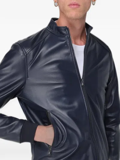 Xc Leather Bomber Jacket In Multi
